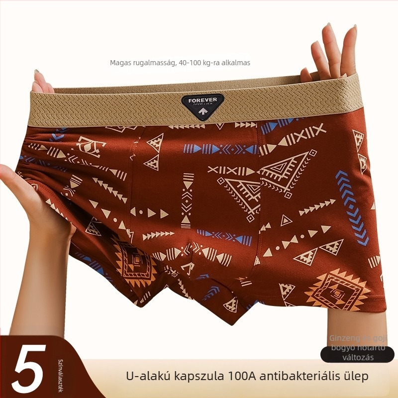 Férfi ice silk boxeralsó – nyári hűsítő, retro mintás, laza szabású, lélegző