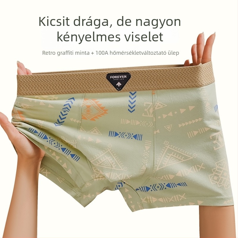 Férfi ice silk boxeralsó – nyári hűsítő, retro mintás, laza szabású, lélegző