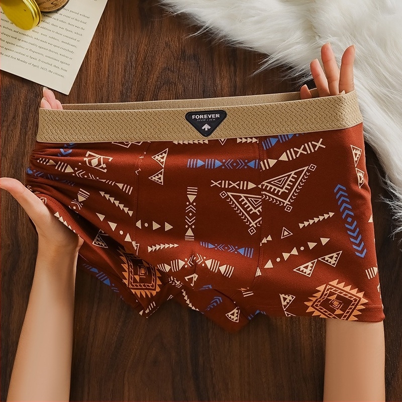 Férfi ice silk boxeralsó – nyári hűsítő, retro mintás, laza szabású, lélegző