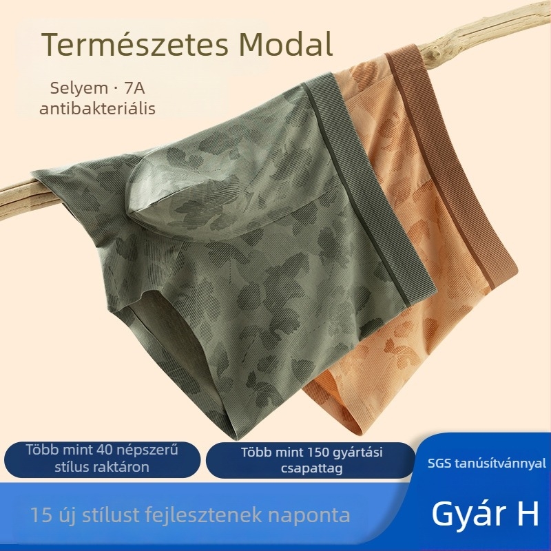 Modal anyagú férfi boxeralsónadrág juharleveles mintával, középmagas derekú