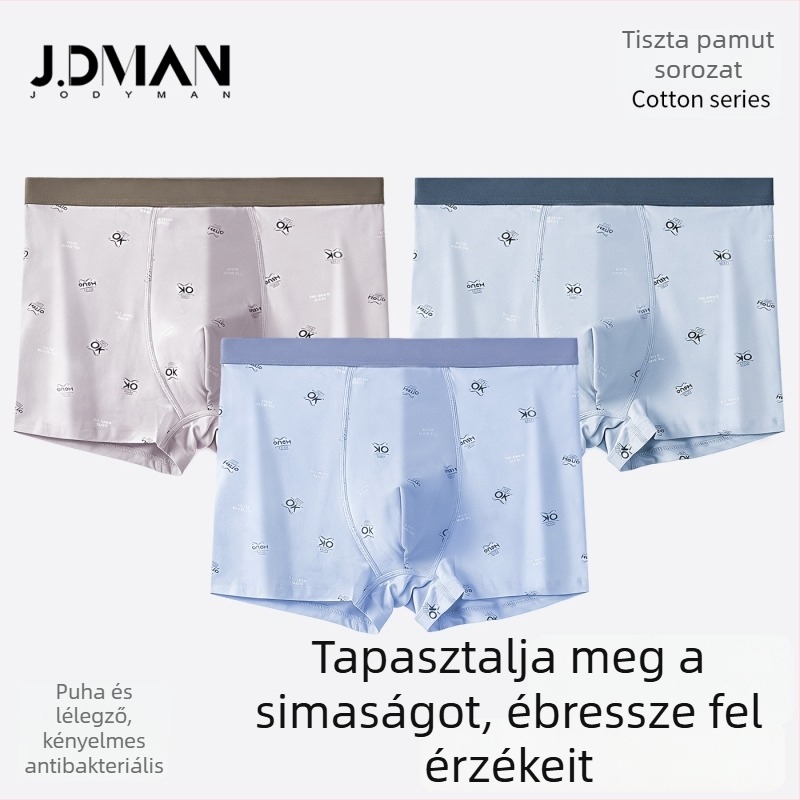 Új modell: 100% pamutból készült, lélegző férfi alsónemű antibakteriális ágyékkal, mintás boxeralsó, középmagas derekú
