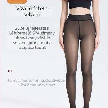 Flower Fairy Vízfény: Fekete nylon harisnya fleece béléssel, vastagított, egyrétegű velúrhatású, a karcsú lábakért