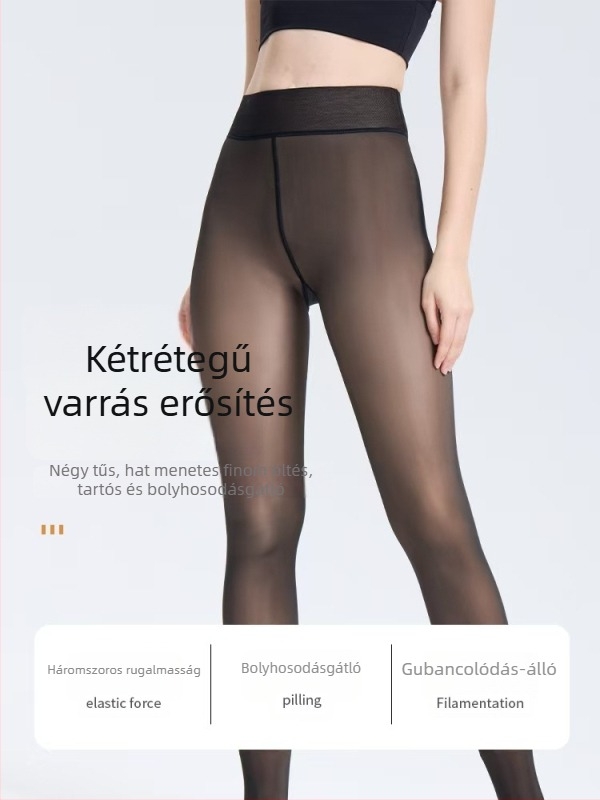 Flower Fairy Vízfény: Fekete nylon harisnya fleece béléssel, vastagított, egyrétegű velúrhatású, a karcsú lábakért