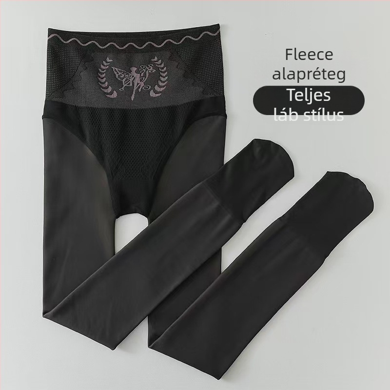 Flower Fairy Vízfény: Fekete nylon harisnya fleece béléssel, vastagított, egyrétegű velúrhatású, a karcsú lábakért