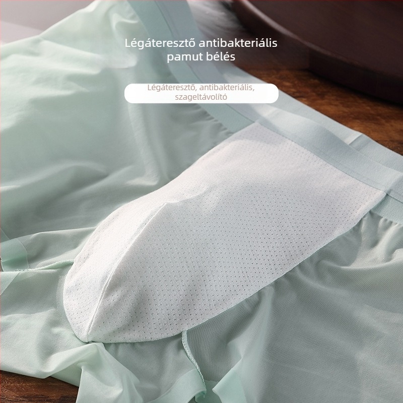 Férfi ice silk alsónemű, lélegző, könnyű, antibakteriális, egyszínű, középmagas derekú