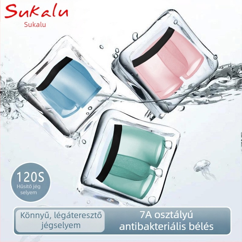 Férfi Ice Silk rostból készült légáteresztő boxeralsók, antibakteriális, középmagas derék, bőrbarát, plusz méret