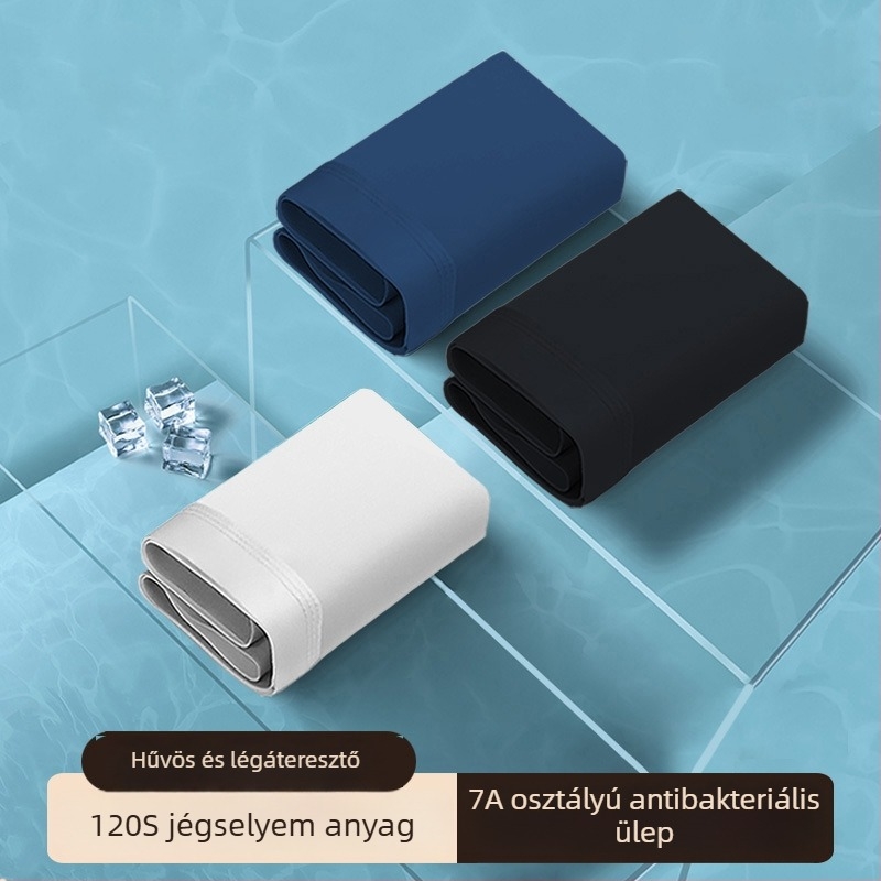 Férfi Ice Silk rostból készült légáteresztő boxeralsók, antibakteriális, középmagas derék, bőrbarát, plusz méret
