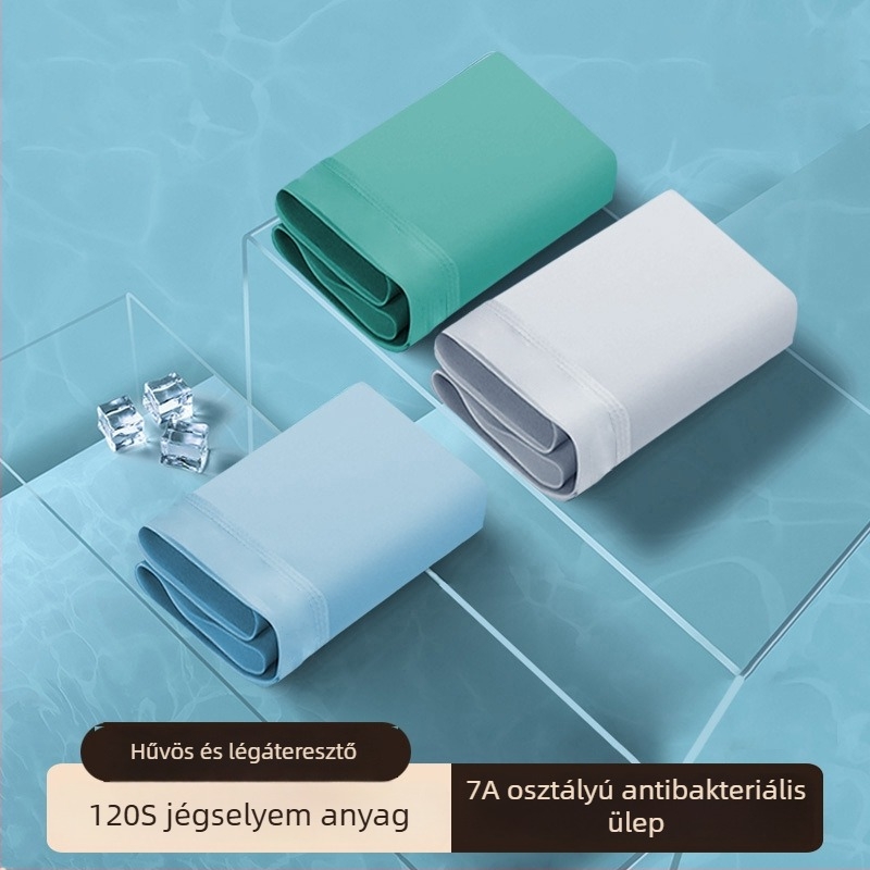 Férfi Ice Silk rostból készült légáteresztő boxeralsók, antibakteriális, középmagas derék, bőrbarát, plusz méret