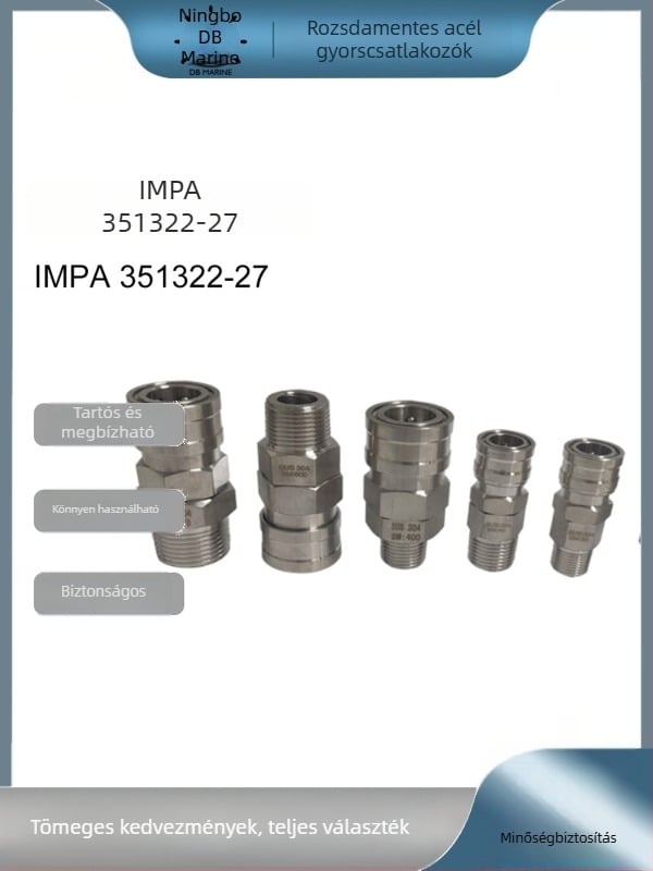 Impa351322-27 Rozsdamentes acél gyorscsatlakozó 20SM-800SM Pneumatikus csatlakozó egyirányú nyitás-zárás kapcsoló