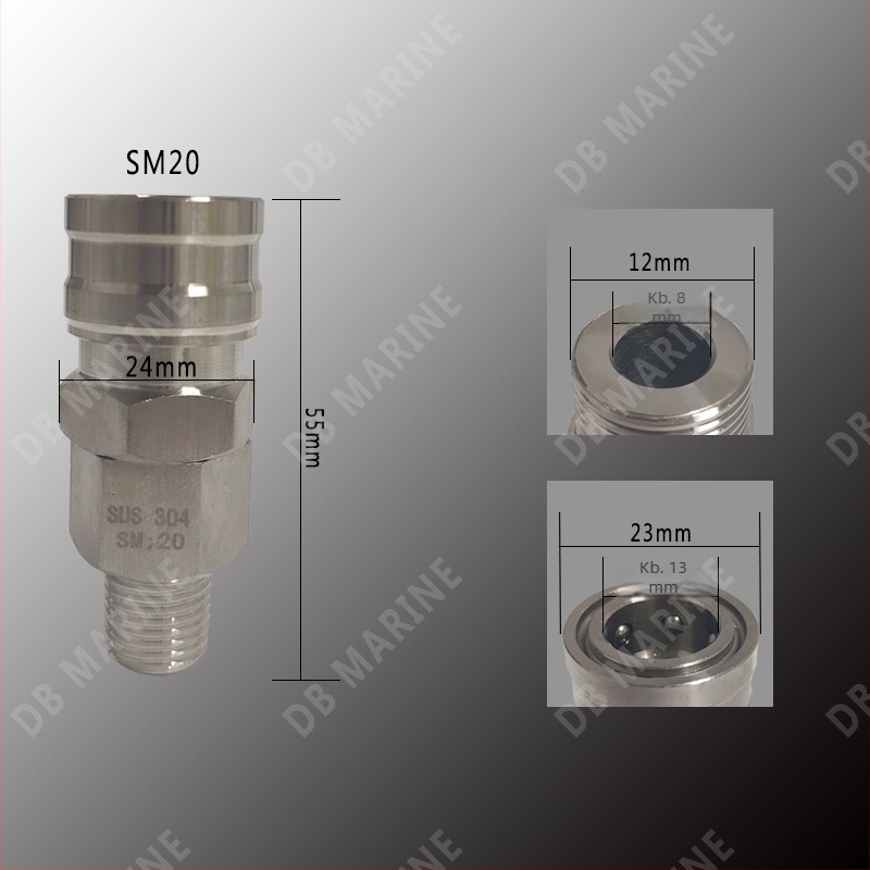 Impa351322-27 Rozsdamentes acél gyorscsatlakozó 20SM-800SM Pneumatikus csatlakozó egyirányú nyitás-zárás kapcsoló