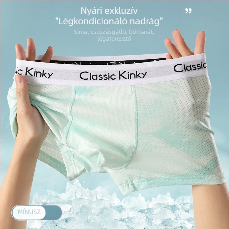 Férfi antibakteriális Ice Silk boxer brief, középmagas derekú, lélegző