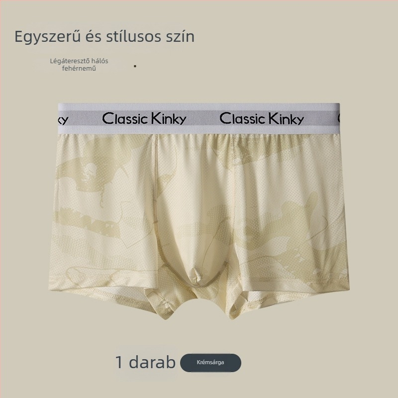 Férfi antibakteriális Ice Silk boxer brief, középmagas derekú, lélegző