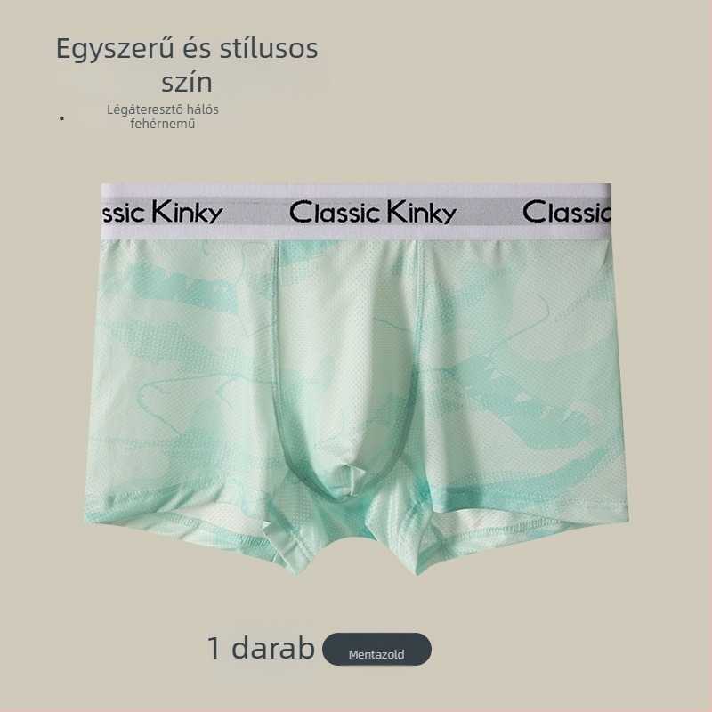 Férfi antibakteriális Ice Silk boxer brief, középmagas derekú, lélegző