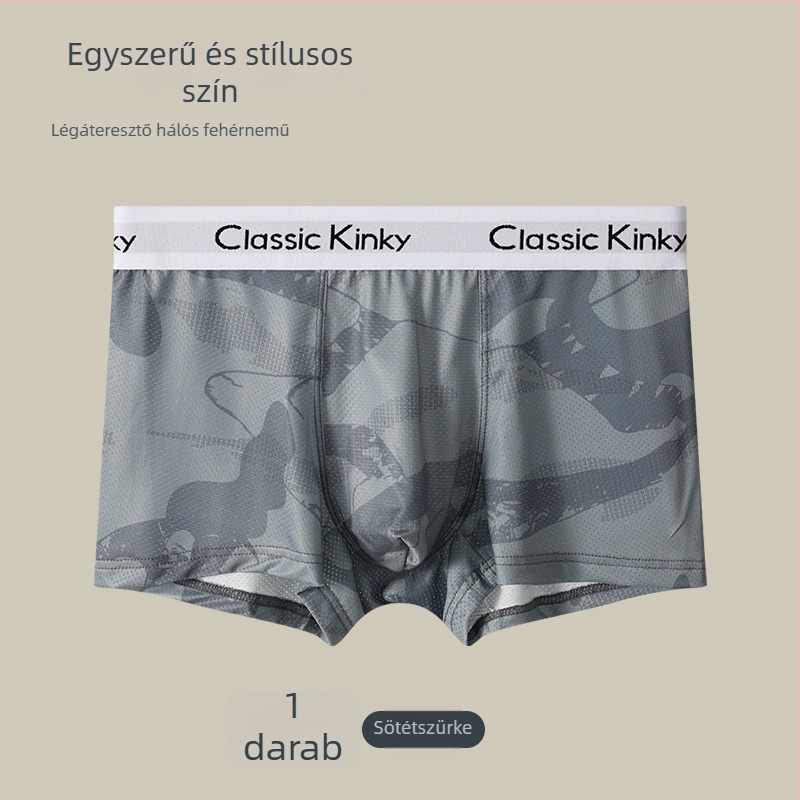 Férfi antibakteriális Ice Silk boxer brief, középmagas derekú, lélegző