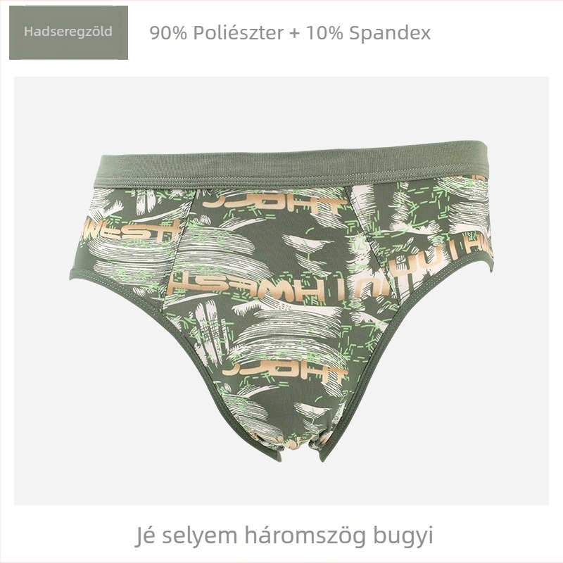 Férfi Ice Silk mintás középmagasságú alsónadrág, laza szabás, plusz méret
