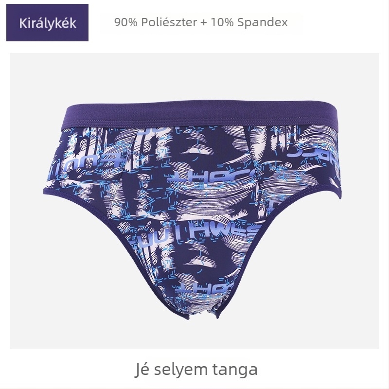 Férfi Ice Silk mintás középmagasságú alsónadrág, laza szabás, plusz méret