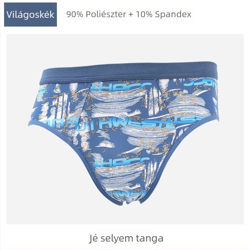 Férfi Ice Silk mintás középmagasságú alsónadrág, laza szabás, plusz méret