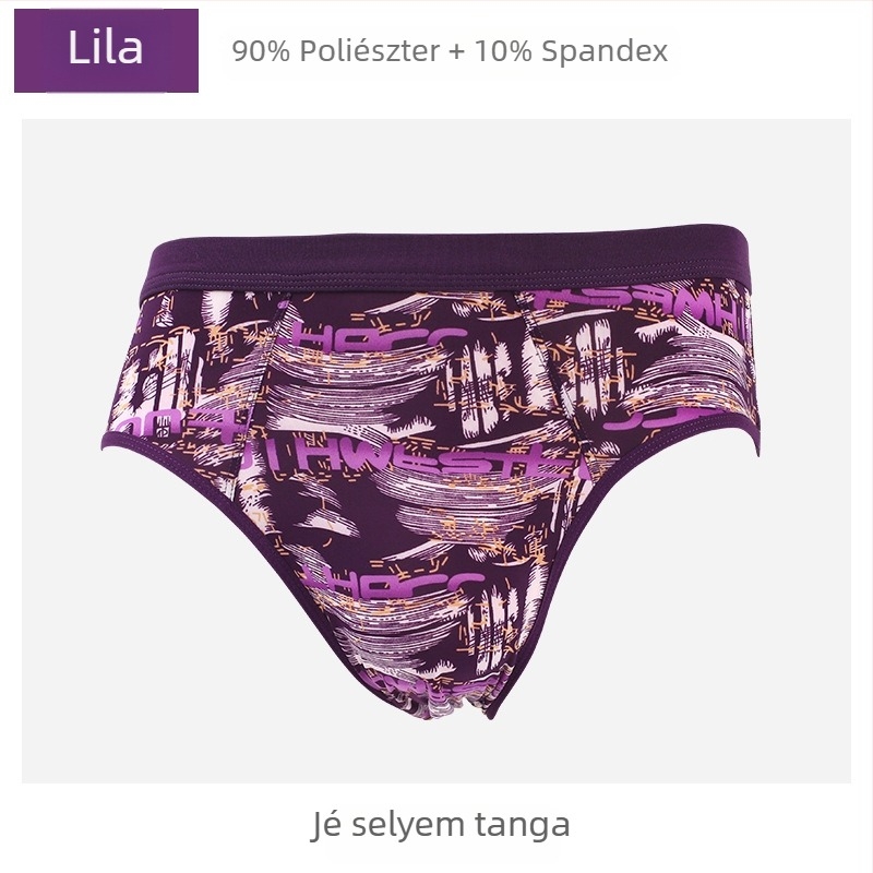 Férfi Ice Silk mintás középmagasságú alsónadrág, laza szabás, plusz méret