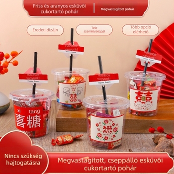 Esküvői bonbon-doboz kreatív dizájnnal, luxus ajándékdoboz esküvőre