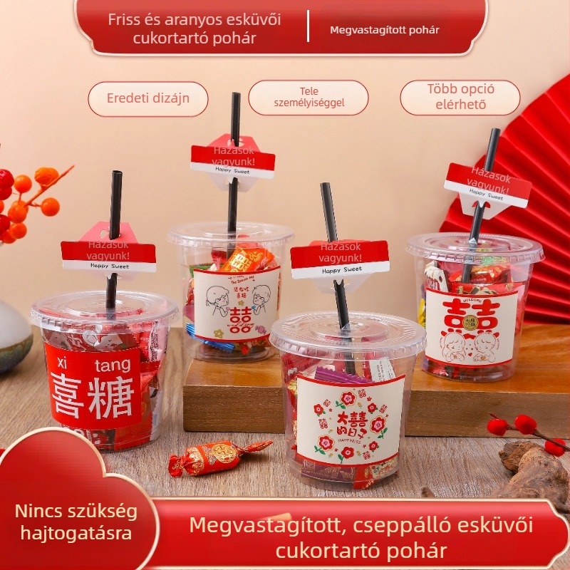 Esküvői bonbon-doboz kreatív dizájnnal, luxus ajándékdoboz esküvőre