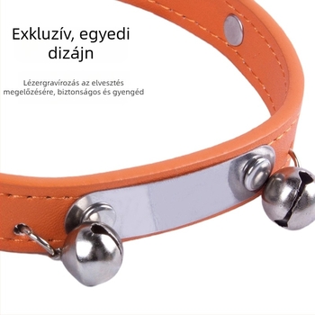 Gravírozott kisállatnyakörv, kutya- és macska azonosítóval, anti-lost funkció, macskacsengő, kis méret