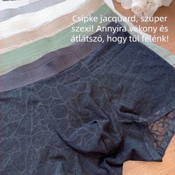Férfi boxerek leopard mintás jacquard csipkével, kamélia motívummal, 10A antibakteriális nylon, lélegző