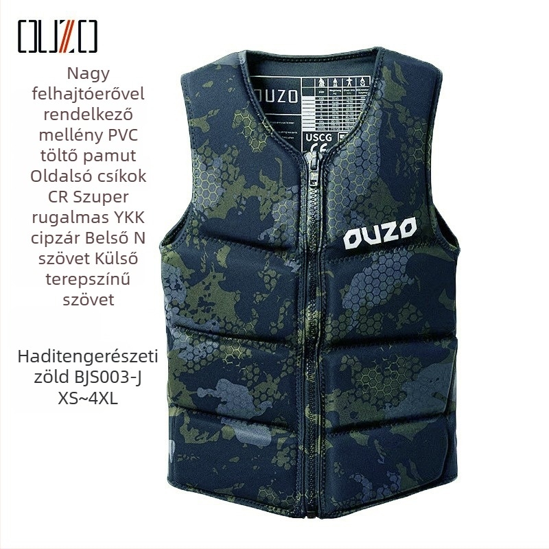 OUZO PVC nagy felhajtóerőjű mentőmellény felnőtteknek, uniszex, rafting és szörfözéshez