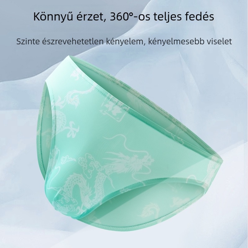 Nyári férfi ice-silk boxerek sárkány mintával, kínai stílusú, könnyű és légáteresztő