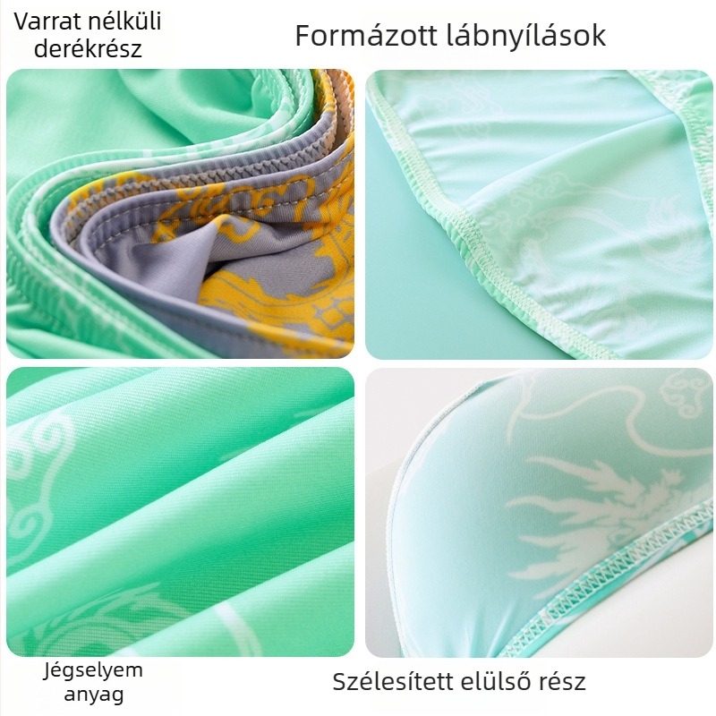 Nyári férfi ice-silk boxerek sárkány mintával, kínai stílusú, könnyű és légáteresztő