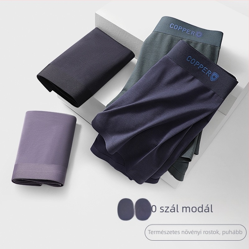 Férfi modal alsónemű rézszálas antibakteriális, lélegző, varrás nélküli boxer briefs