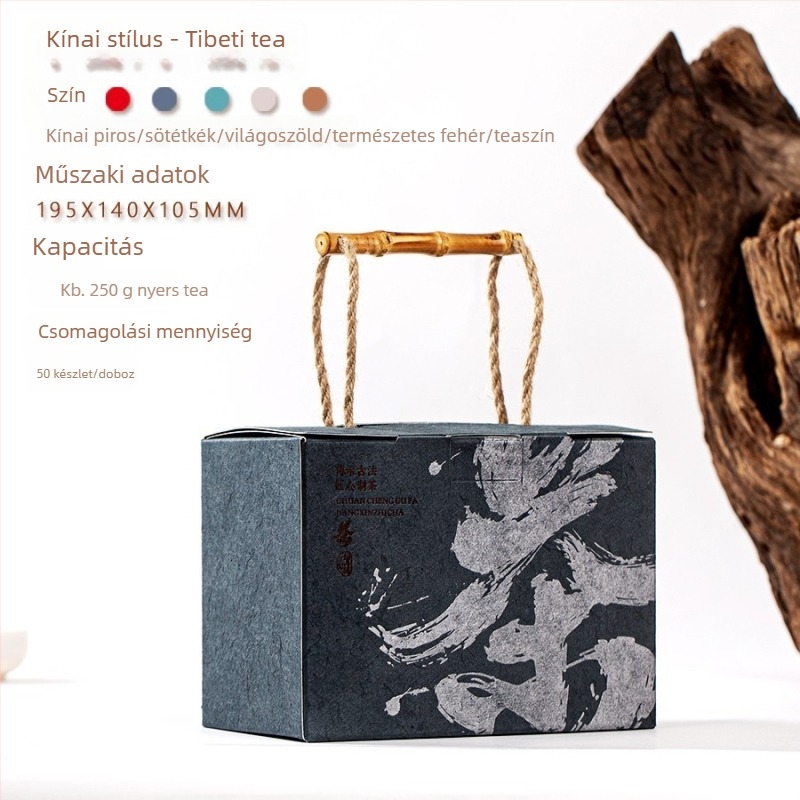 Retro stílusú Dai papír teás doboz, kézzel készített kartonból – Pu'er tea, fehér és fekete tea, ajándék
