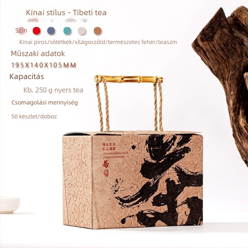 Retro stílusú Dai papír teás doboz, kézzel készített kartonból – Pu'er tea, fehér és fekete tea, ajándék