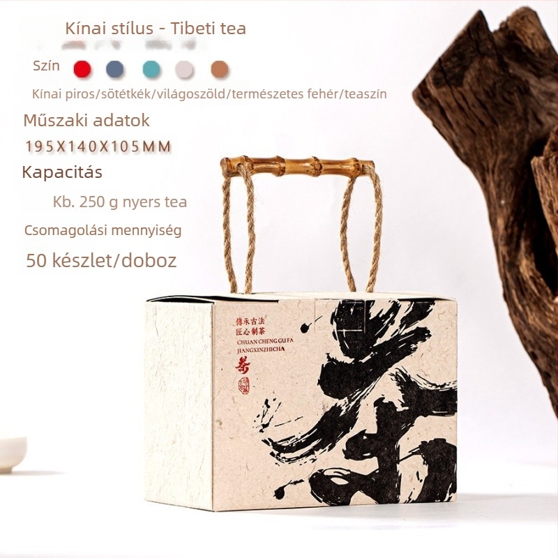 Retro stílusú Dai papír teás doboz, kézzel készített kartonból – Pu'er tea, fehér és fekete tea, ajándék