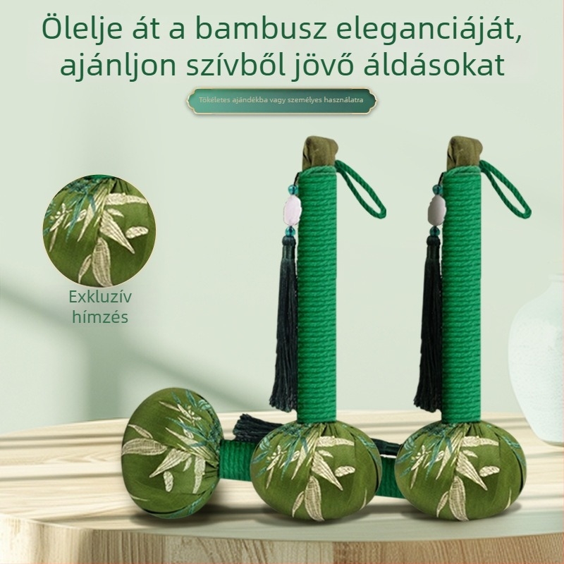 Bambuszleveles mugwort egészség kalapács – Meridián masszázs és perkusziós eszköz, szatén felület