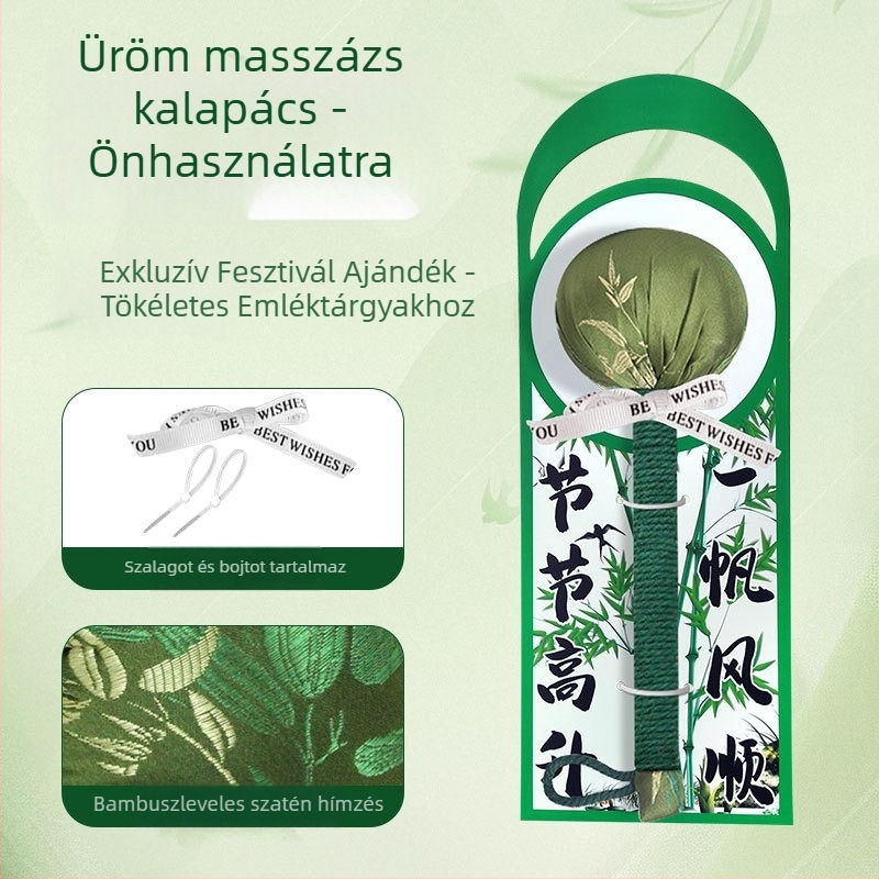 Bambuszleveles mugwort egészség kalapács – Meridián masszázs és perkusziós eszköz, szatén felület