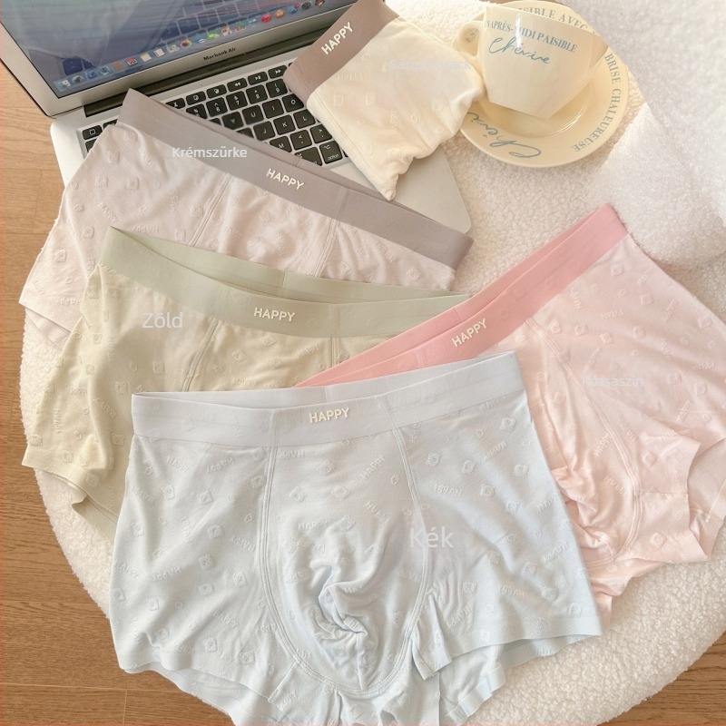 Férfi modal jacquard boxeralsó medvefej mintával — középmagas derekú, lélegző, bőrbarát