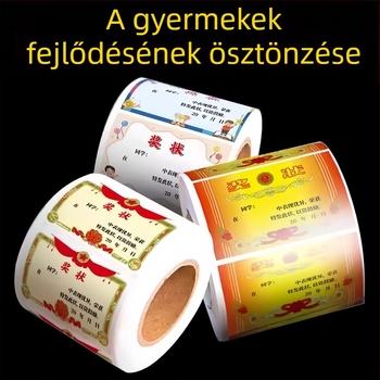 Mini tanúsítvány matricák, színes jutalmak általános iskolás gyerekeknek, nyom nélküli dicsérő matricák a tanulás ösztönzésére.