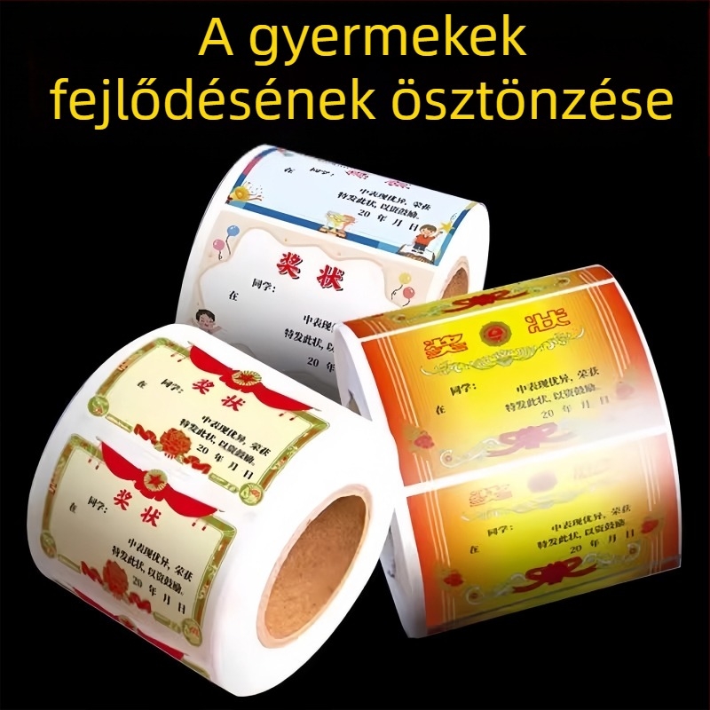 Mini tanúsítvány matricák, színes jutalmak általános iskolás gyerekeknek, nyom nélküli dicsérő matricák a tanulás ösztönzésére.