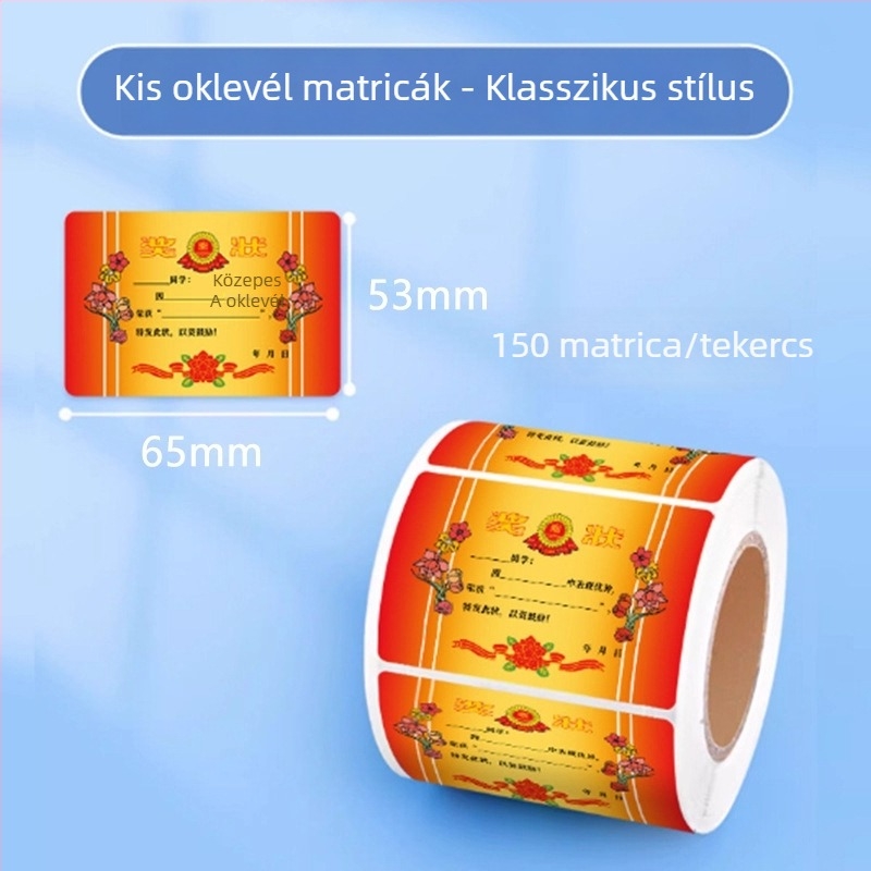Mini tanúsítvány matricák, színes jutalmak általános iskolás gyerekeknek, nyom nélküli dicsérő matricák a tanulás ösztönzésére.