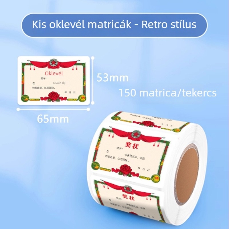 Mini tanúsítvány matricák, színes jutalmak általános iskolás gyerekeknek, nyom nélküli dicsérő matricák a tanulás ösztönzésére.