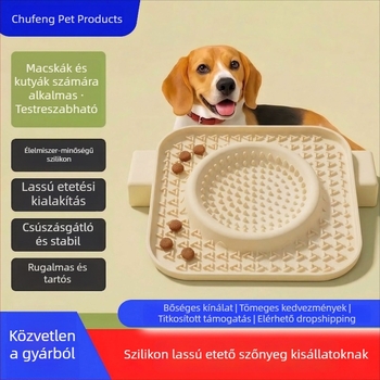 Szilikonból készült lassú etető tál és nyalogató matrac háziállatok számára, megakadályozza a fulladást és a kiöntést, kutyáknak és macskáknak