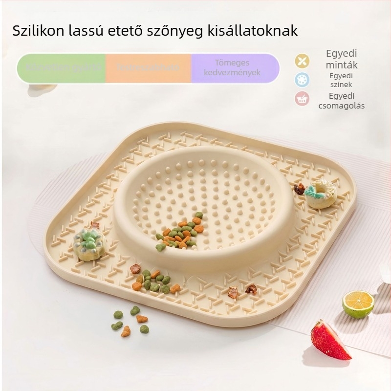 Szilikonból készült lassú etető tál és nyalogató matrac háziállatok számára, megakadályozza a fulladást és a kiöntést, kutyáknak és macskáknak