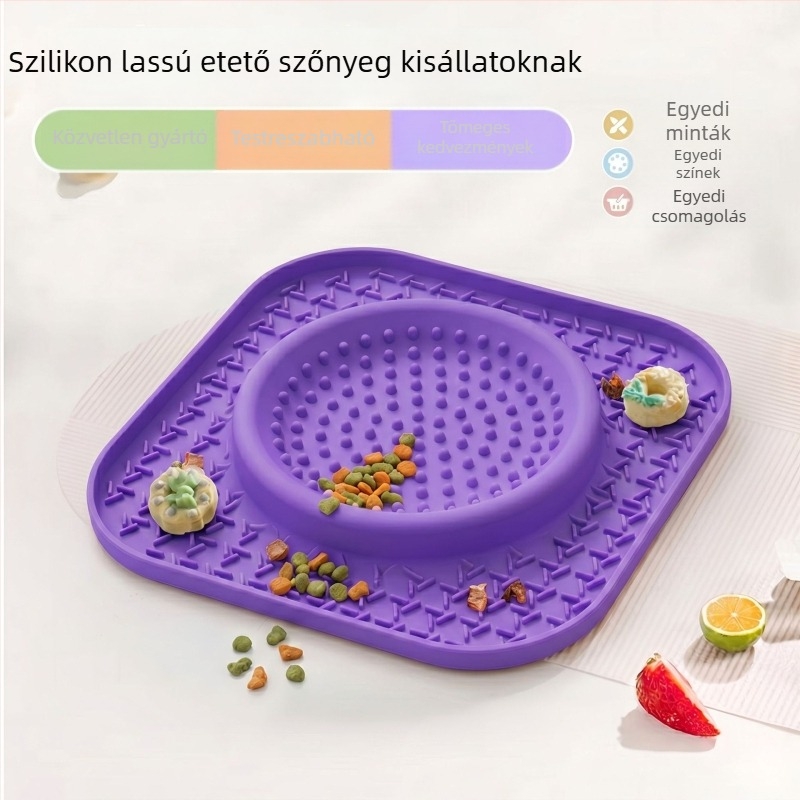 Szilikonból készült lassú etető tál és nyalogató matrac háziállatok számára, megakadályozza a fulladást és a kiöntést, kutyáknak és macskáknak