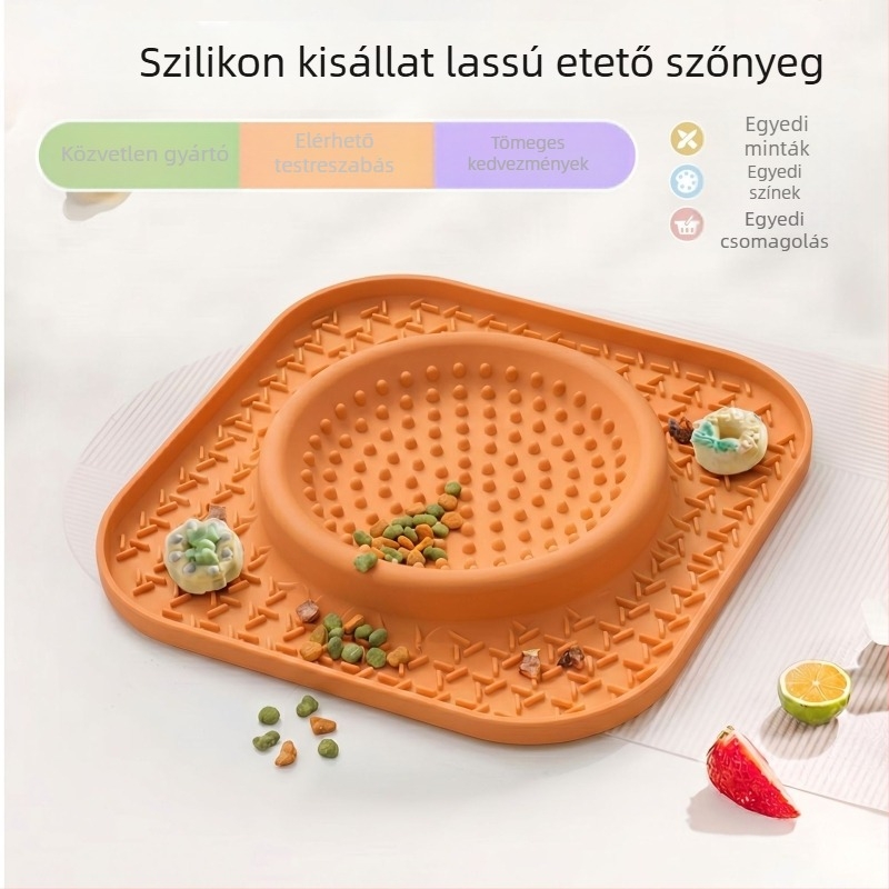 Szilikonból készült lassú etető tál és nyalogató matrac háziállatok számára, megakadályozza a fulladást és a kiöntést, kutyáknak és macskáknak