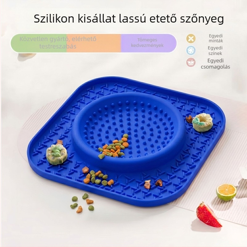 Szilikonból készült lassú etető tál és nyalogató matrac háziállatok számára, megakadályozza a fulladást és a kiöntést, kutyáknak és macskáknak