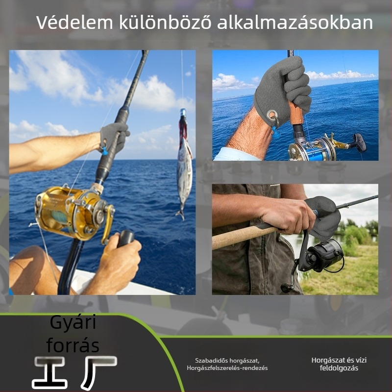 PE-bevonatú horgászkesztyű, vágás- és átszúrás elleni védelemmel, csúszásmentes, kültéri használatra