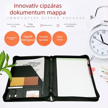 PU bőr A4-es irattartó háromlyukú dosszié – elegáns irodai mappa logó hozzáadható