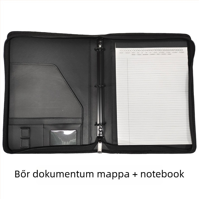PU bőr A4-es irattartó háromlyukú dosszié – elegáns irodai mappa logó hozzáadható