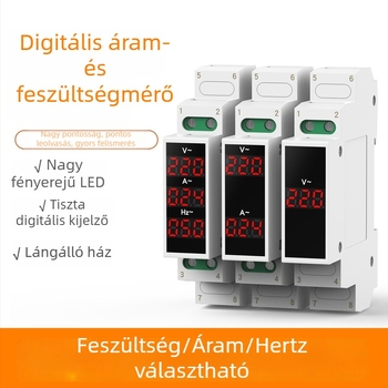 DIN-sínre szerelhető feszültség- és áramerősség-mérő, mini digitális kijelző, AC 220/380V frekvenciamérő