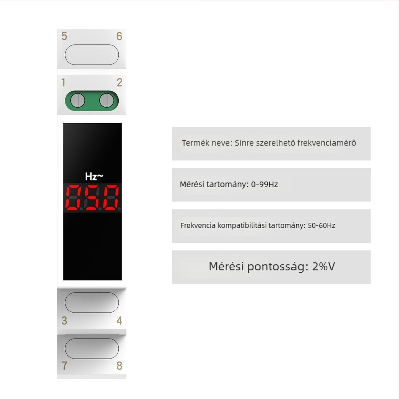 DIN-sínre szerelhető feszültség- és áramerősség-mérő, mini digitális kijelző, AC 220/380V frekvenciamérő